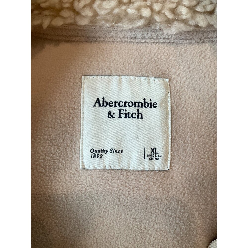 Abercrombie & Fitch XL Faux Fur Sherpa Fleece Zip-Up Jacket Beige - Picture 5 of 7